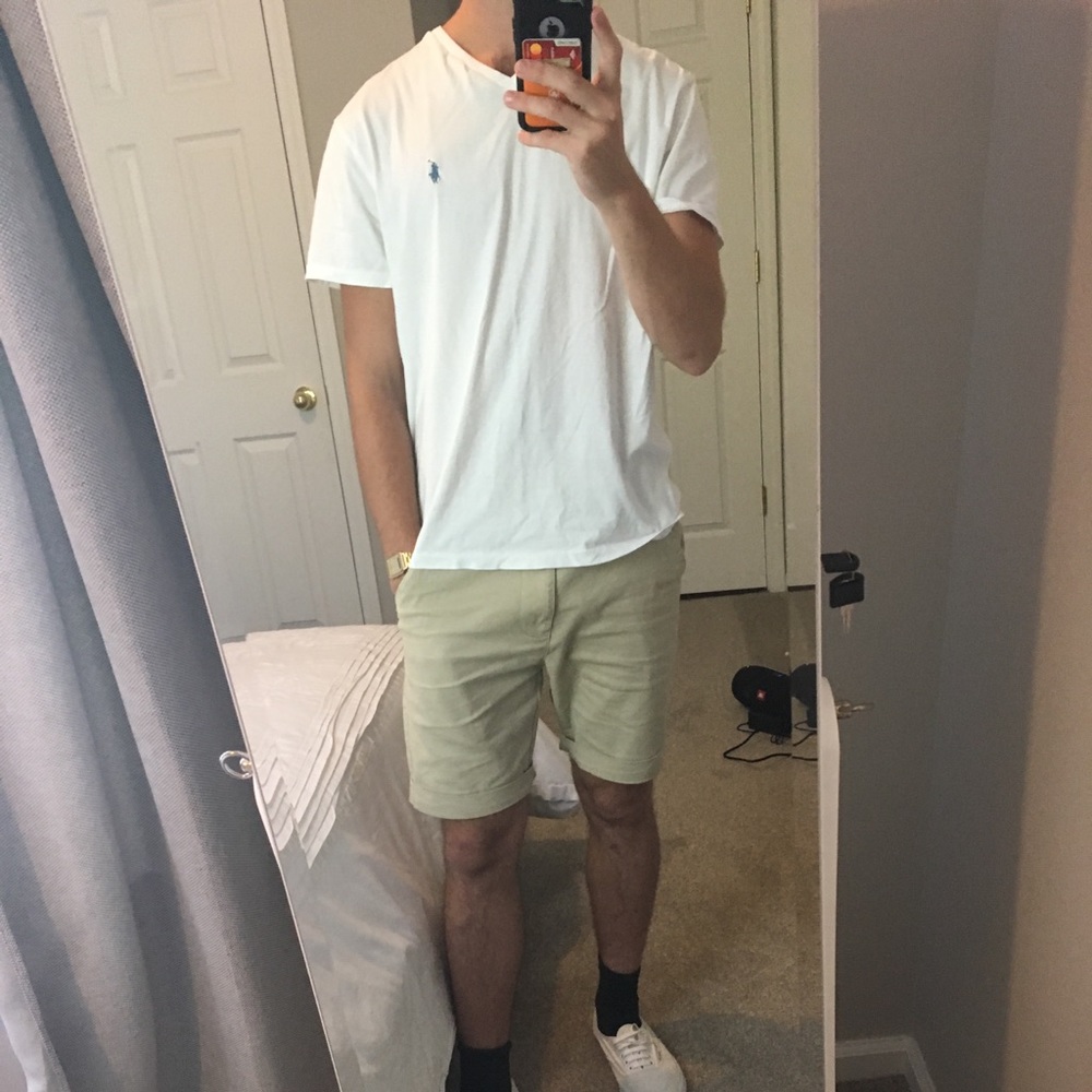 white polo ralph lauren v-neck tee